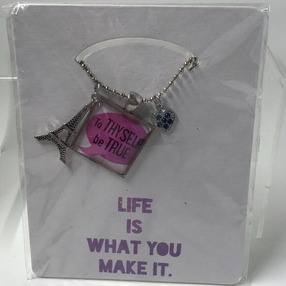 NEW Pendent Necklace with 2 charms and a 24 inch chain.  To Thyself be true - Picture 1 of 6
